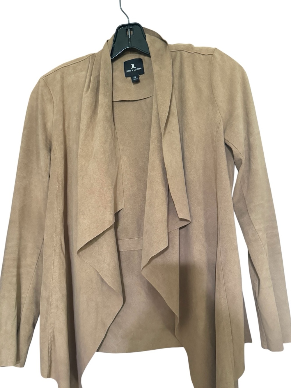 Jules & Leopold Faux Suede Open Front Jacket/Cardigan